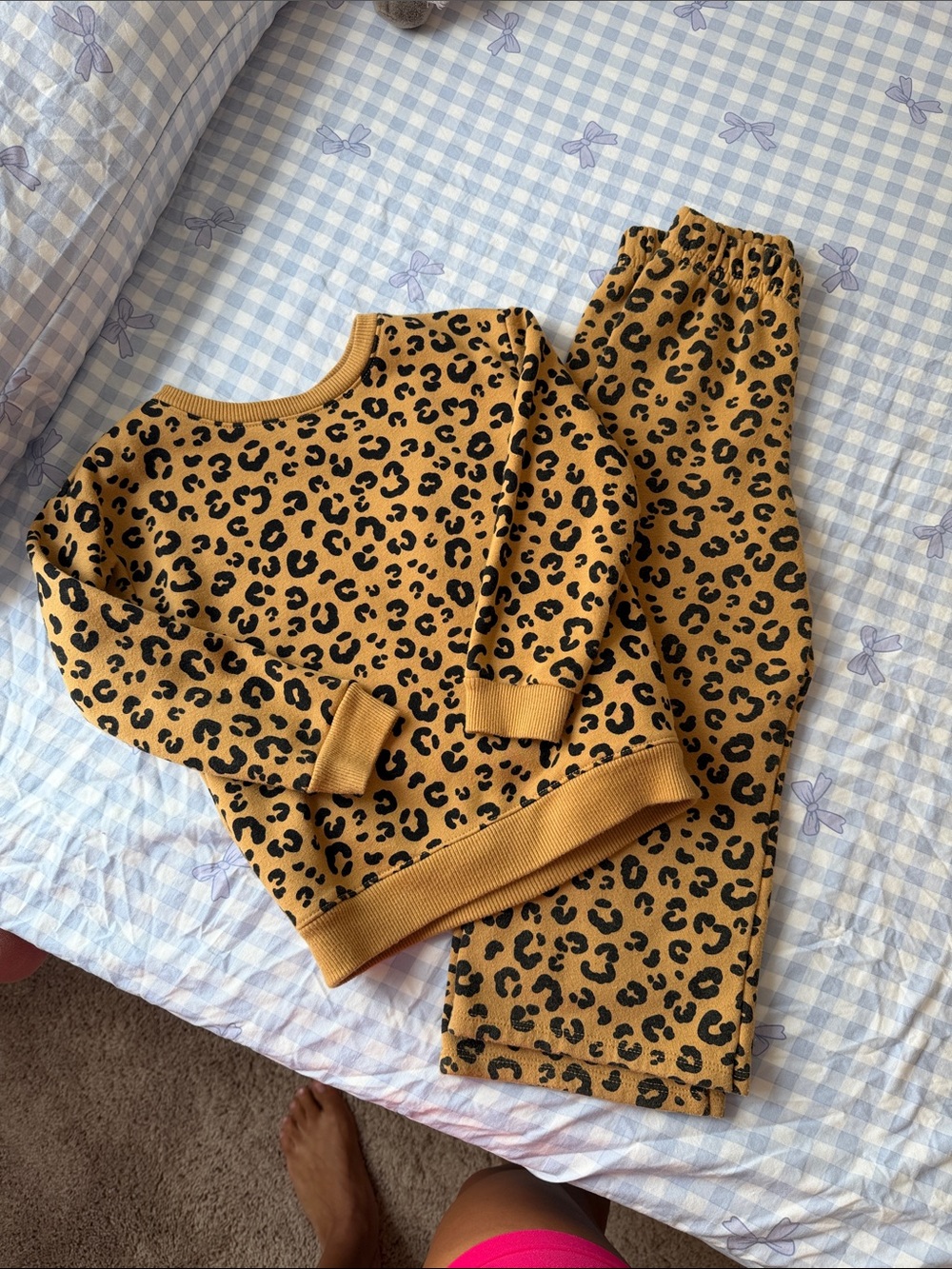Carter's Mustard and Black Leopard Kids Pajama Set